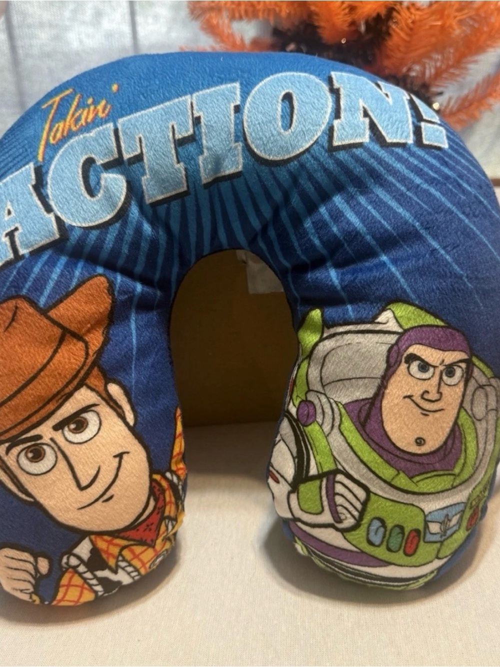 Toy Story Kids Travel Neck Pillow – Blue Woody & Buzz Design